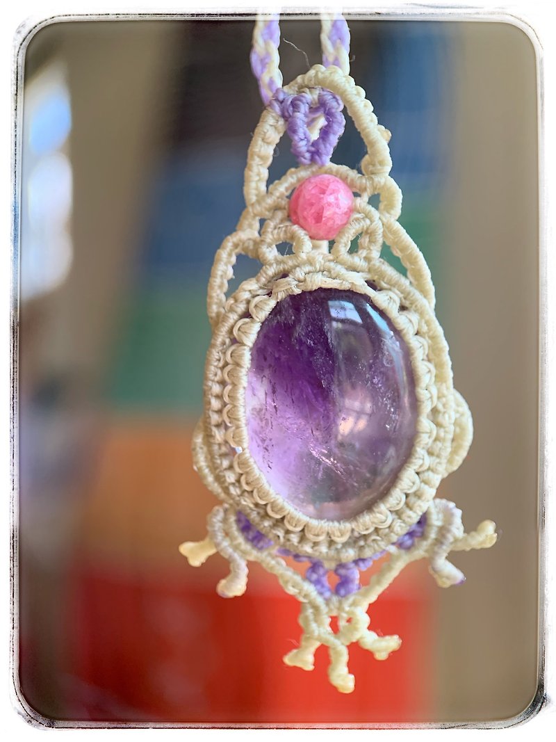 紫水晶南美蠟線編織項鍊 - 項鍊 - 水晶 紫色