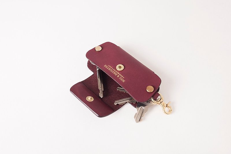 Bilateral rotating key case | leather custom | custom typing | key ring | genuine leather | gift - Keychains - Genuine Leather 