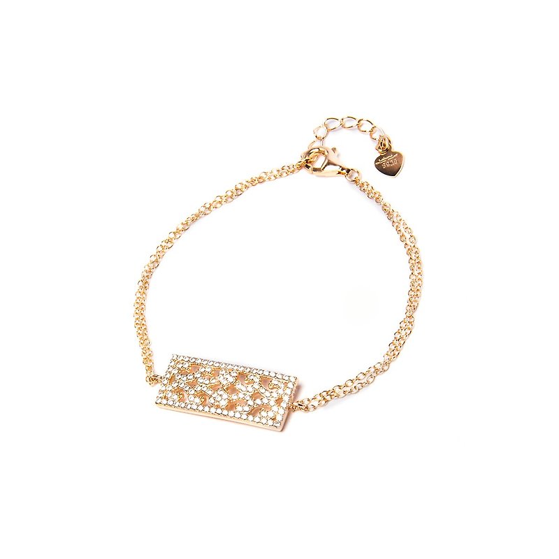 ||We used to be bad capricious|| crystal diamond 925 sterling silver Rose Gold-plated window pattern thin bracelet - Bracelets - Silver Gold