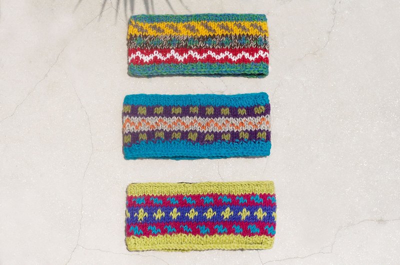 Handmade wool braided colorful headband pure wool braided headband flower crocheted headband inner brush hair band - Hair Accessories - Wool Multicolor