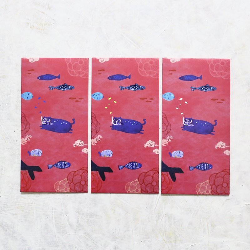 魚には毎年1年以上のピンクの赤い袋があります。 - ご祝儀袋・ポチ袋 - 紙 レッド
