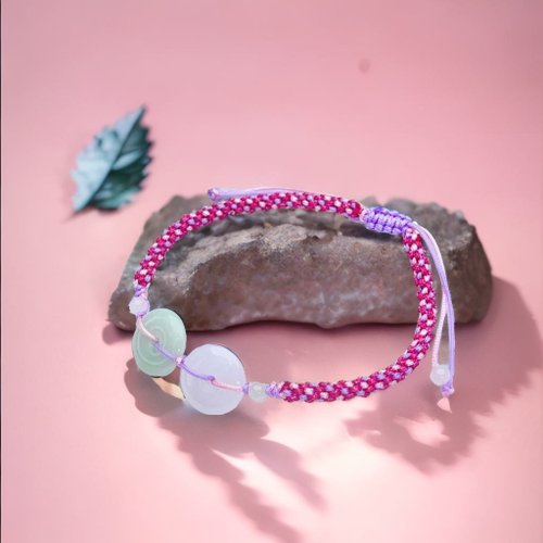 瓔珞珠寶盒 E.L.Jewelry Box 【願‧平安】冰種翡翠雙平安扣編織手鍊 | 天然A貨翡翠 | 送禮