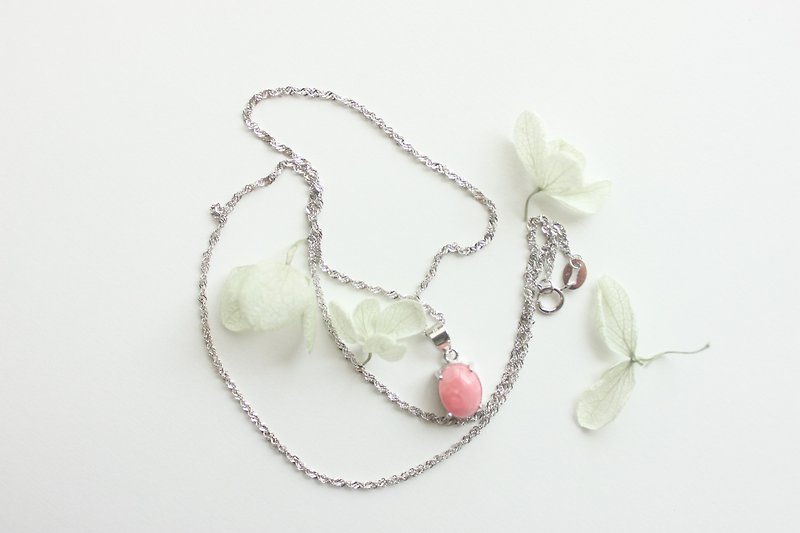[Stone] Sterling Silver Necklace Simple Necklace Designer Handmade Goods - Necklaces - Sterling Silver Pink