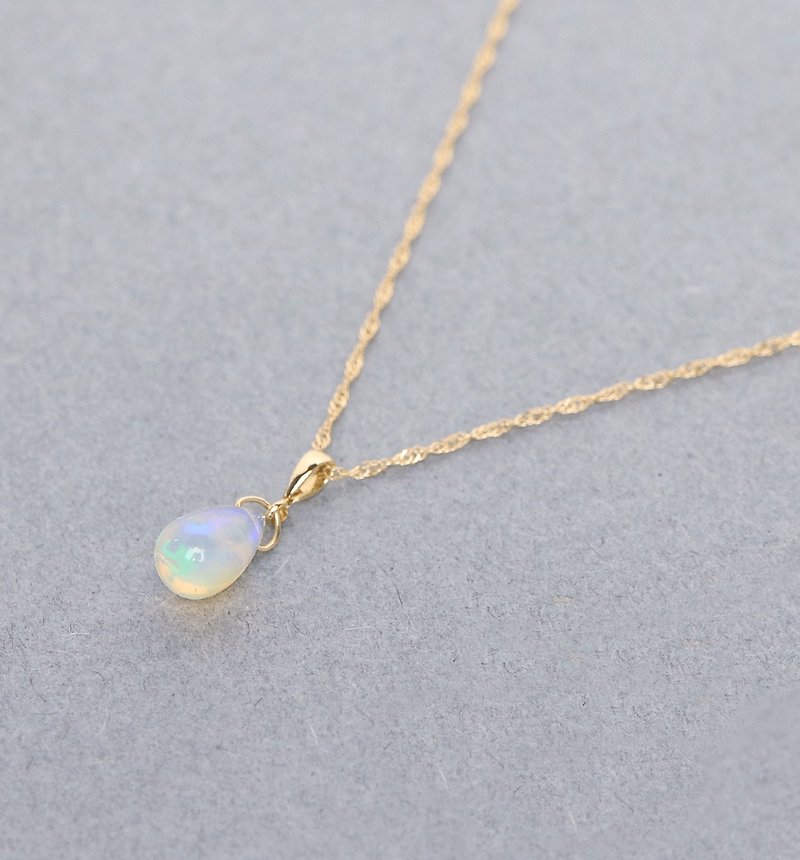 *Limited Quantity*October Birthstone K10 Large Water Opal Necklace Charm ~BOURGEON~ (Chain set available) - Necklaces - Gemstone White