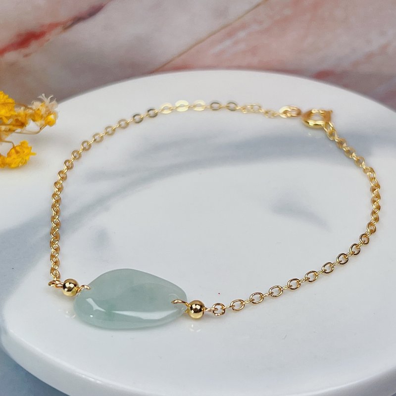 Ice type jadeite bracelet 14K gold-filled | Natural grade A jadeite | Gift - สร้อยข้อมือ - หยก สีใส