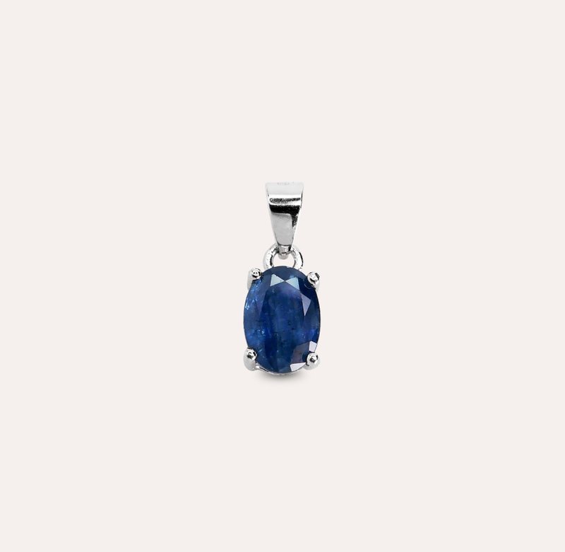 安珠 藍寶石 藍色 橢圓 5*7mm 墜子 經典系列 Oval P 寶石銀飾 A - 項鍊 - 銀 藍色