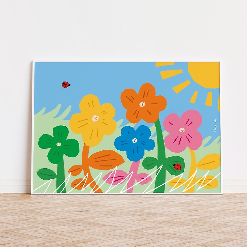 Art print/ Smile Flowers / Illustration poster A3,A2 - 掛牆畫/海報 - 紙 