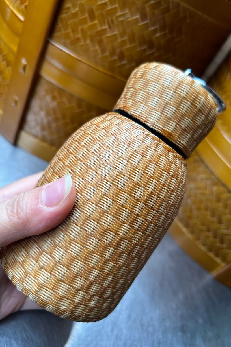 Bamboo series | Intangible cultural heritage fine bamboo strips all-inclusive checkered thermos cup | 304 steel - Vacuum Flasks - Bamboo 