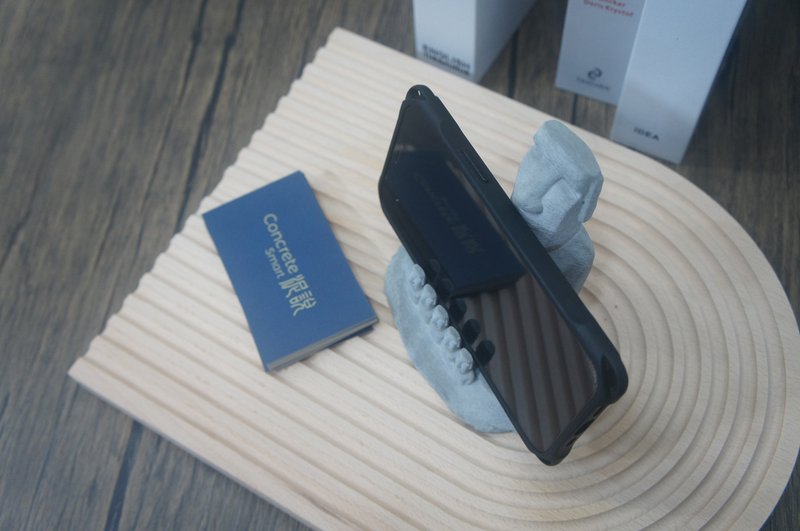 Moai moai mobile phone holder business card holder note paper holder - ที่ตั้งบัตร - ปูน สีเทา