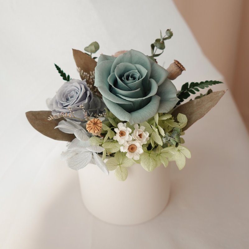 小型永生花盆花-抹茶綠 - 乾燥花/永生花 - 植物．花 綠色