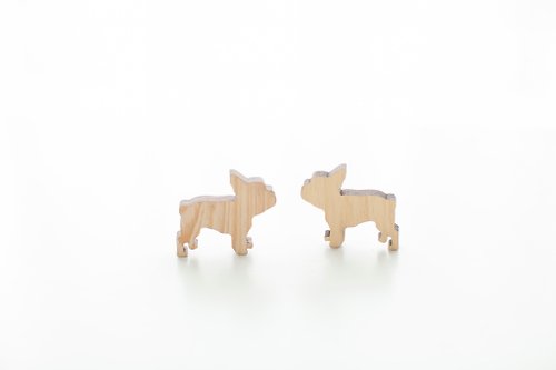 WOOD515 客製化姓名禮物白木/美檜原木淺色造型木片 - 法國鬥牛犬