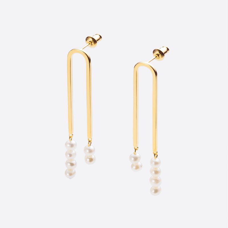氣質簡約 / Uma earrings 一對 - 耳環/耳夾 - 其他金屬 金色