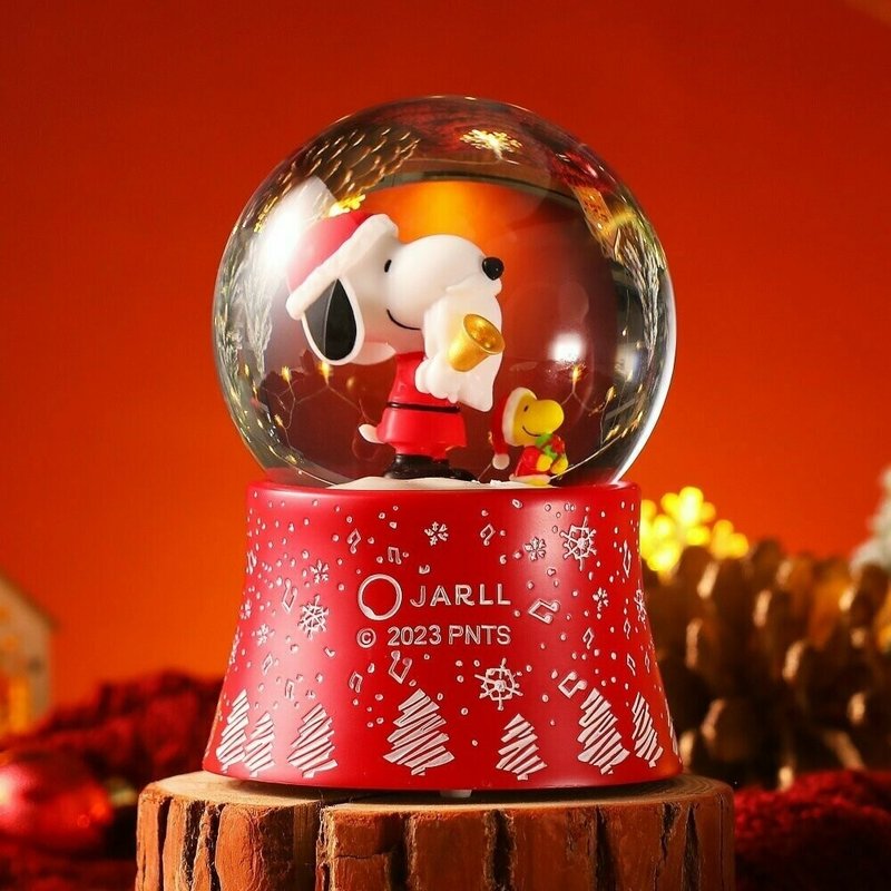 Snoopy Happy Holidays (Color) Crystal Ball Music Box - ของวางตกแต่ง - แก้ว 