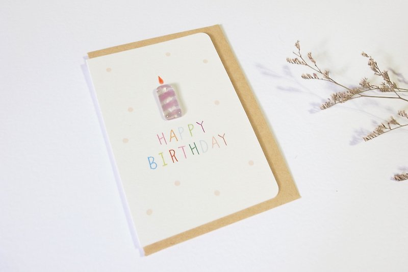 Highlight 還來 / Happy Birthday 玻璃小物生日卡片(粉) - 卡片/明信片 - 紙 粉紅色