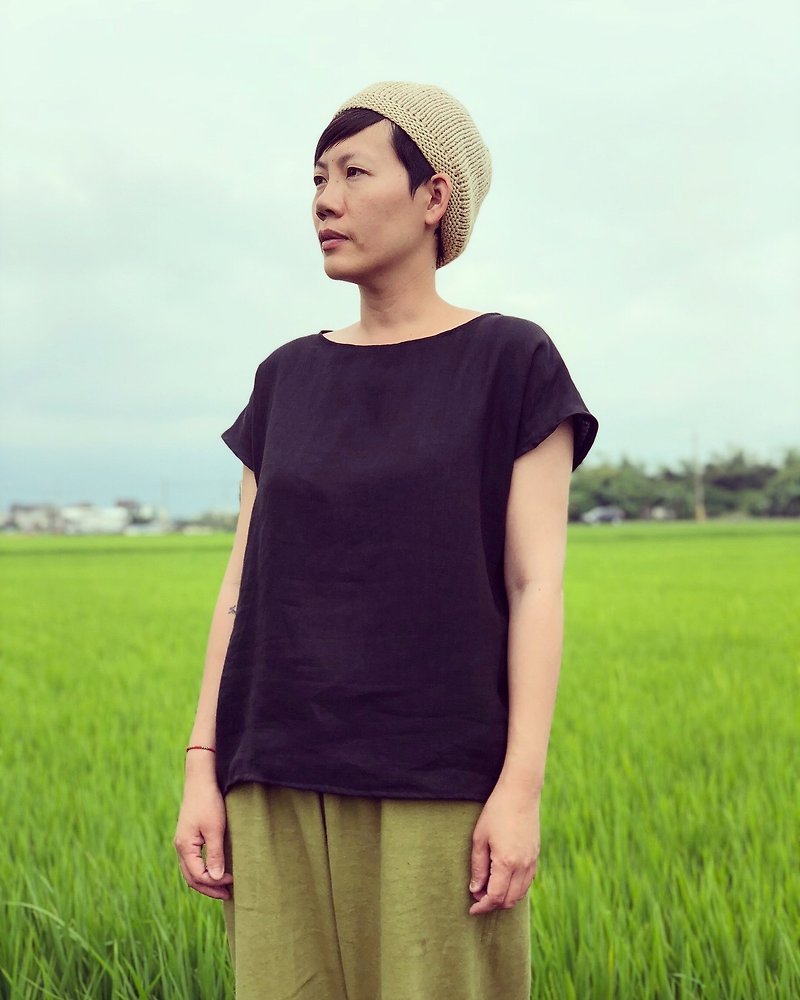 Linen sleeve dovetail top - เสื้อผู้หญิง - ผ้าฝ้าย/ผ้าลินิน 