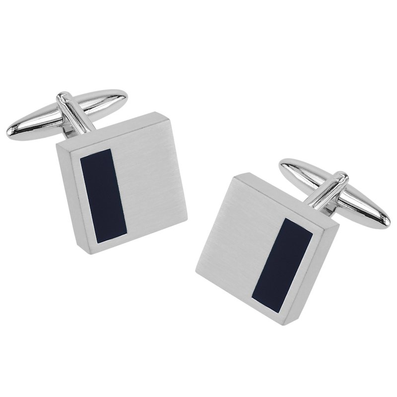 Navy Enamel Square Cufflinks - Cuff Links - Other Metals Blue