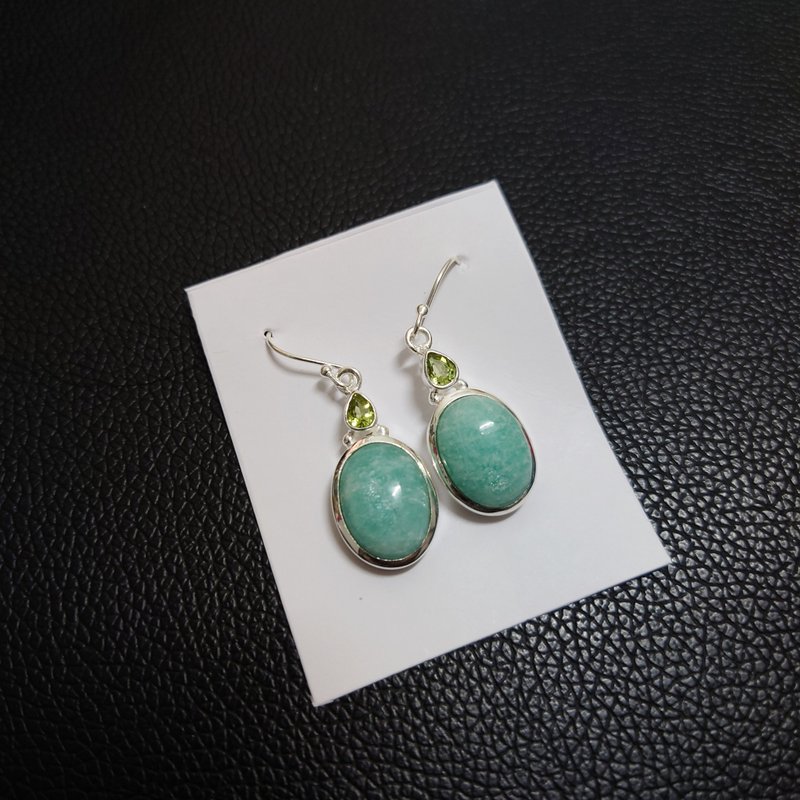 Crystal Earrings- Stone - ต่างหู - คริสตัล สีน้ำเงิน