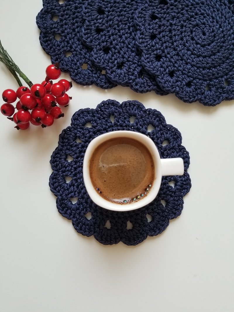 Set crochet coasters for coffee table decor, napkin , placemat, doily - Place Mats & Dining Décor - Polyester 