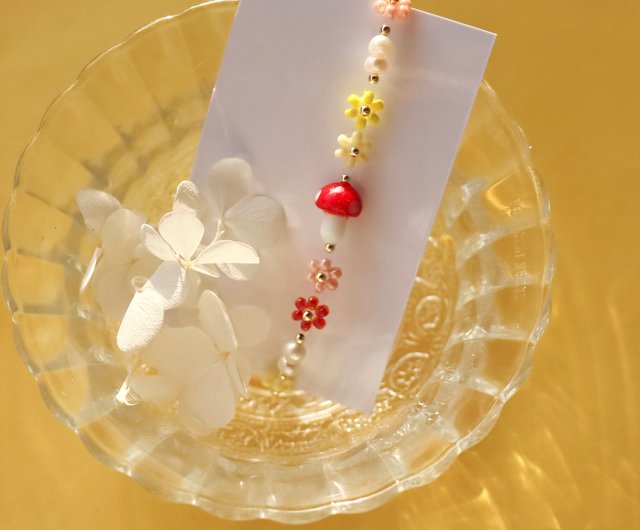 y2k childlike ビーズ椎茸の花のブレスレット ビーズジュエリー