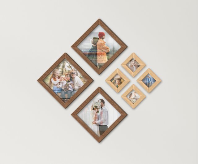 カスタムパズルフォトフレームコラージュダイヤモンド木製額縁セット