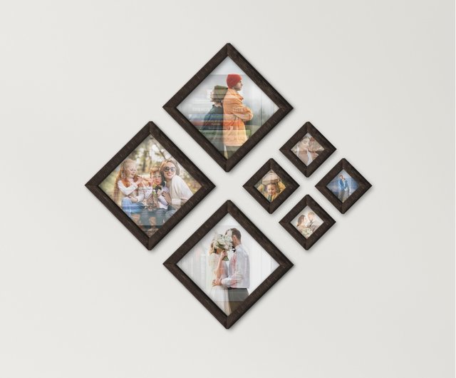 カスタムパズルフォトフレームコラージュダイヤモンド木製額縁