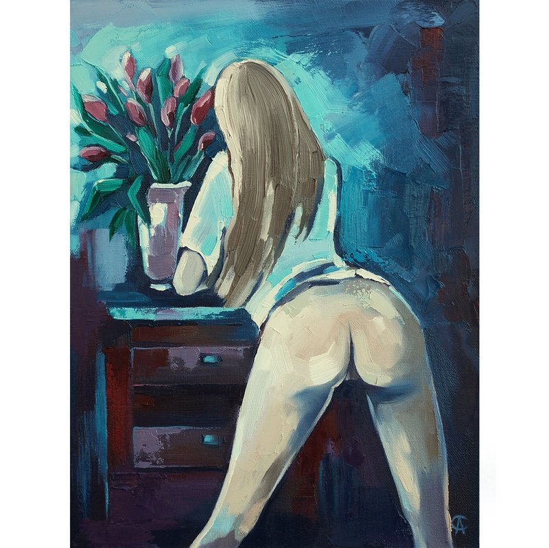 原创油画裸体女人艺术情色艺术品性感墙饰 - 海報/掛畫/掛布 - 其他材質 藍色