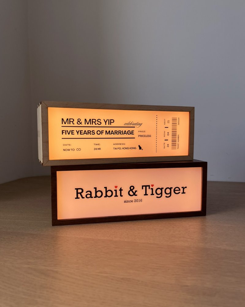 客製化木製小燈箱  夜燈 小夜燈 情侶禮物 - 燈具/燈飾 - 木頭 