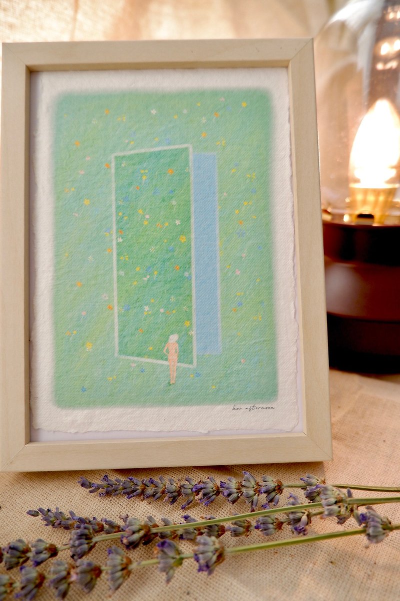【Spring𥚃】 Japanese original hand-painted watercolor painting with wooden frame - โปสเตอร์ - กระดาษ 