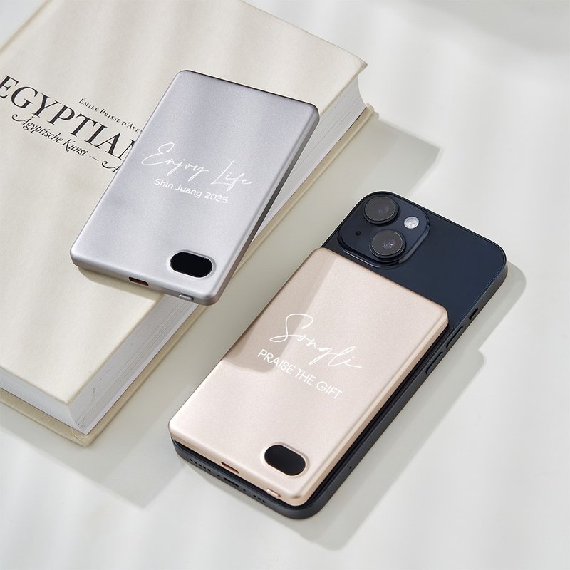 【超薄磁吸行動電源】客製化刻字|5000mAh|台灣製造認證|禮物包裝 - 行動電源/充電線 - 鋁合金 