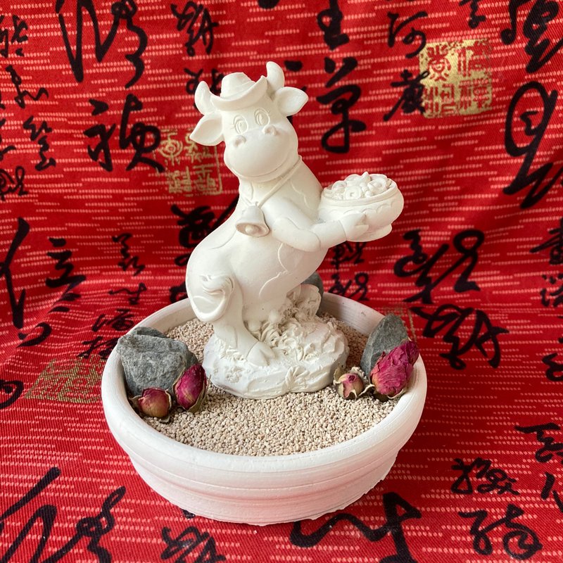 迎福納財福牛擴香石 聚寳福牛 元寳福牛 中盤豪華套組 居家香氛 - 香氛/精油/擴香 - 其他材質 白色