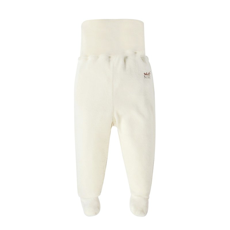 【SISSO Organic Cotton】Organic Cotton Velvet Covered Belly Jumpsuit 6M - กางเกง - ผ้าฝ้าย/ผ้าลินิน ขาว