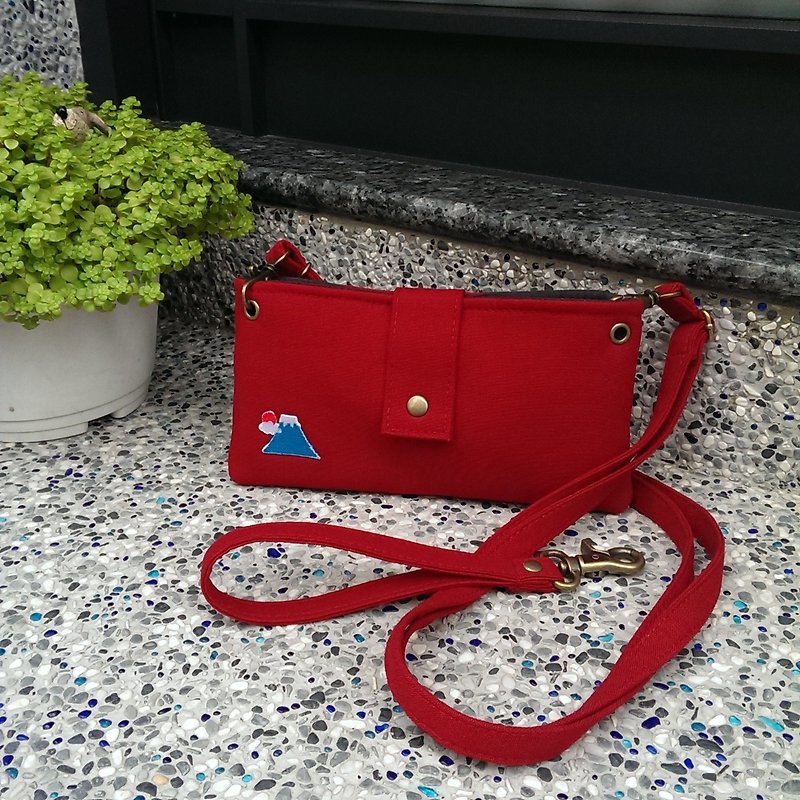 |R• | Palette Mt. Fuji | Slant-back portable dual-use walking bag/phone bag (red) - กระเป๋าแมสเซนเจอร์ - ผ้าฝ้าย/ผ้าลินิน 