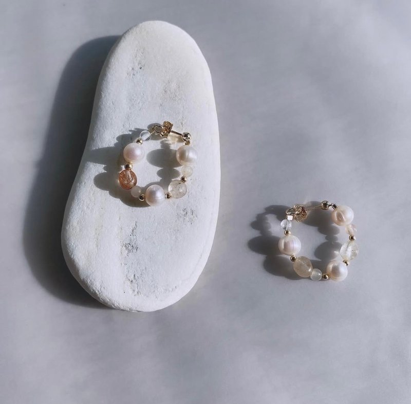 甜甜圈耳環_流沙口味 - 耳環/耳夾/耳骨夾 - 24k 金 