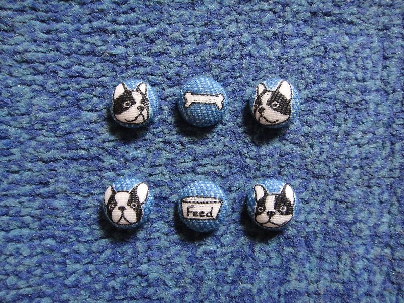 Mini French Bucket Button Earrings C24BT/UZ90 - ต่างหู - ผ้าฝ้าย/ผ้าลินิน 