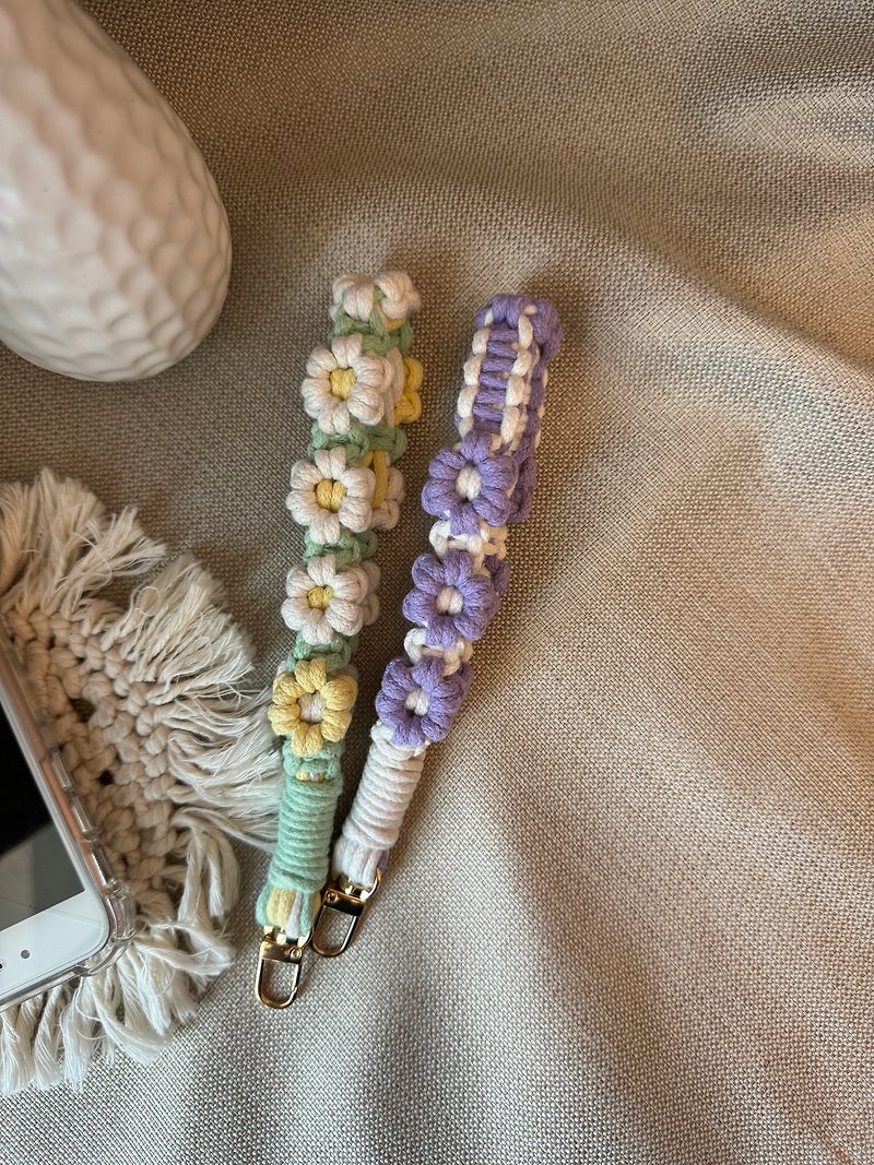 Flower woven mobile phone wrist chain - Lanyards & Straps - Cotton & Hemp 