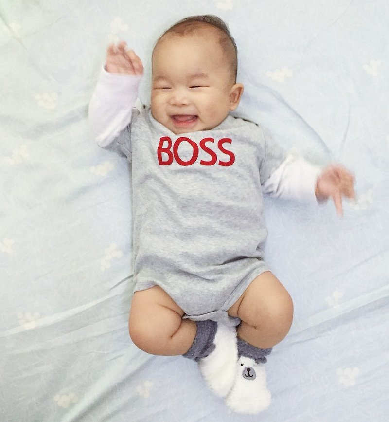 You can add a nickname, my boss is _ - Onesies - Cotton & Hemp Gray