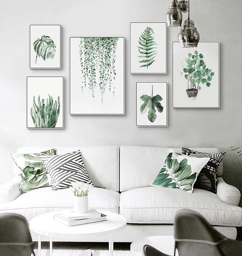 Pastoral Green Leaves-Painting-Green Plant Series-Green - โปสเตอร์ - ผ้าฝ้าย/ผ้าลินิน สีเขียว