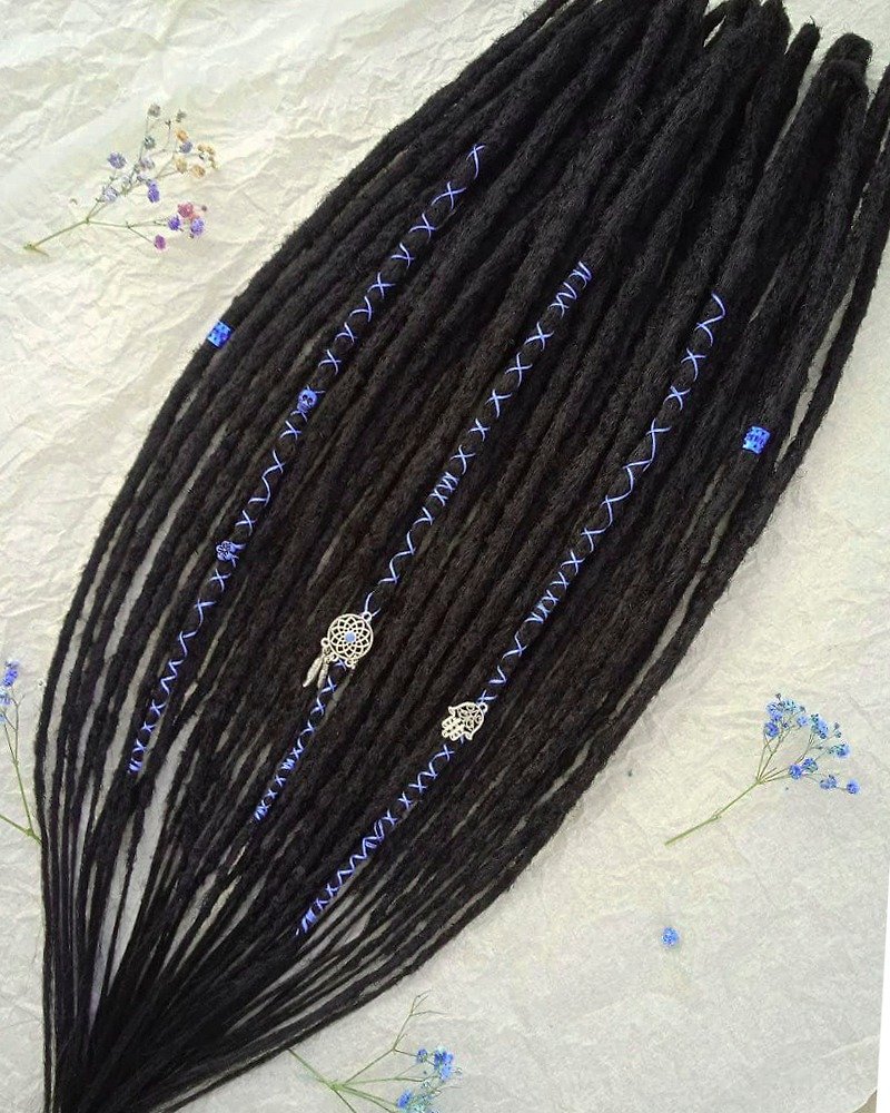 Synthetic Dreads, Crochet Double Ended or Single Ended, black DE SE Dread - 髮夾/髮飾 - 其他人造纖維 黑色