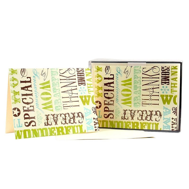 盒卡-復古英文字10入【Hallmark-無限感謝/多用途】 - 卡片/明信片 - 紙 多色