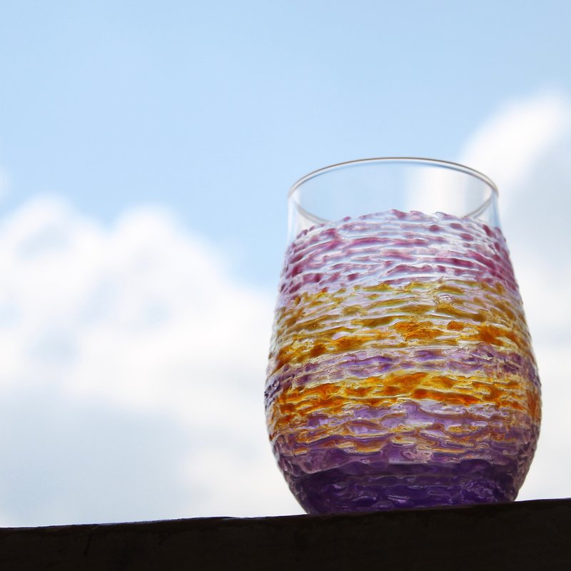 日系甜美糖果色漸層彩繪手工玻璃杯 筆筒 禮物 - 茶具/茶杯 - 玻璃 多色