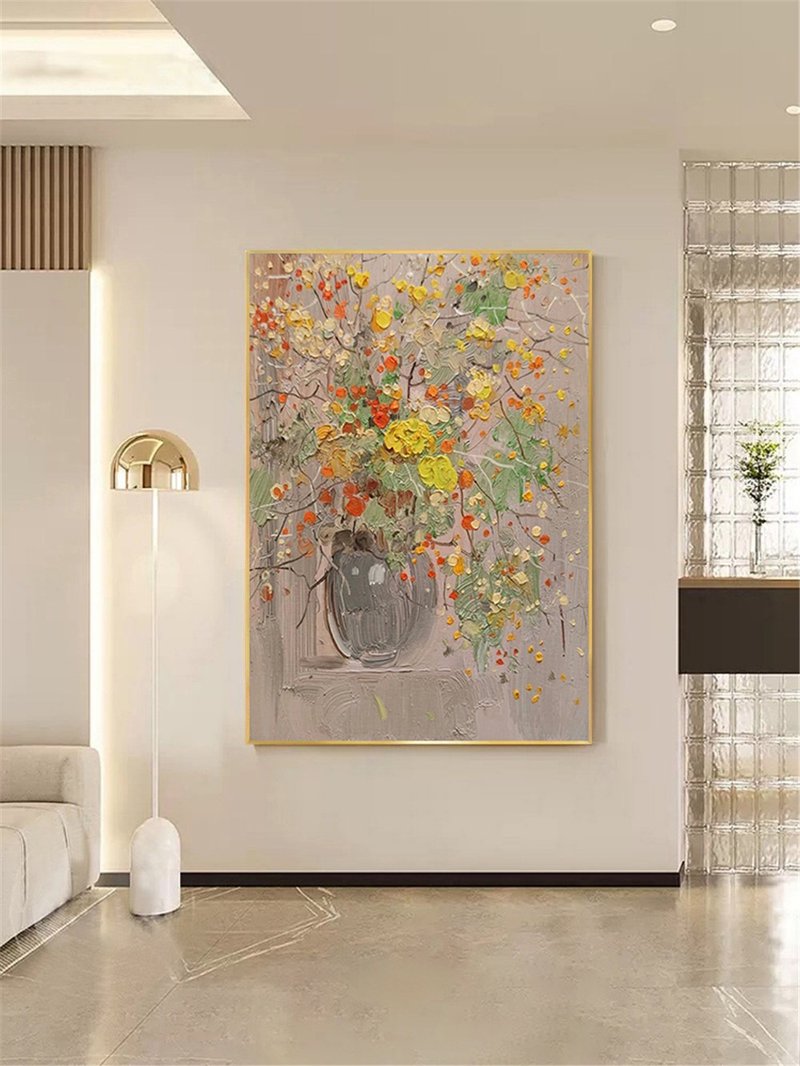 繁花 手繪油畫/抽象/原創商品/裝飾畫/現代畫/客廳/走廊臥室掛畫 - 海報/掛畫/掛布 - 亞麻 多色