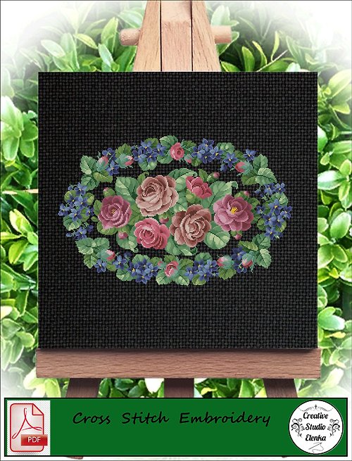 CreativeStudioElenka Vintage Cross Stitch Scheme Victorian flowers - PDF Embroidery Scheme
