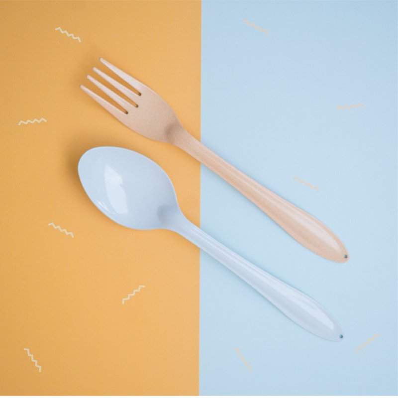 Light Blue Spoon+Orange Fork : Switch Sweet Collection - 刀叉/湯匙/餐具組 - 琺瑯 藍色