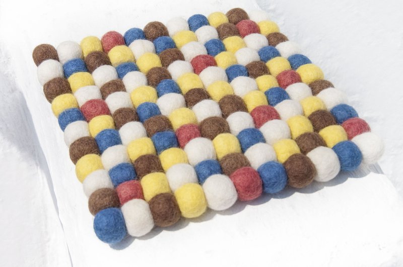 Wool felt rainbow pot holder wool felt pot holder-rainbow macaron cake square pot holder - Place Mats & Dining Décor - Wool Multicolor