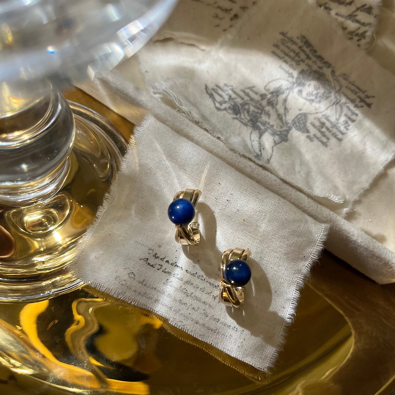 blue tiger eye earrings eagle eye Stone swirl blue eye hoop earrings - ต่างหู - คริสตัล สีน้ำเงิน