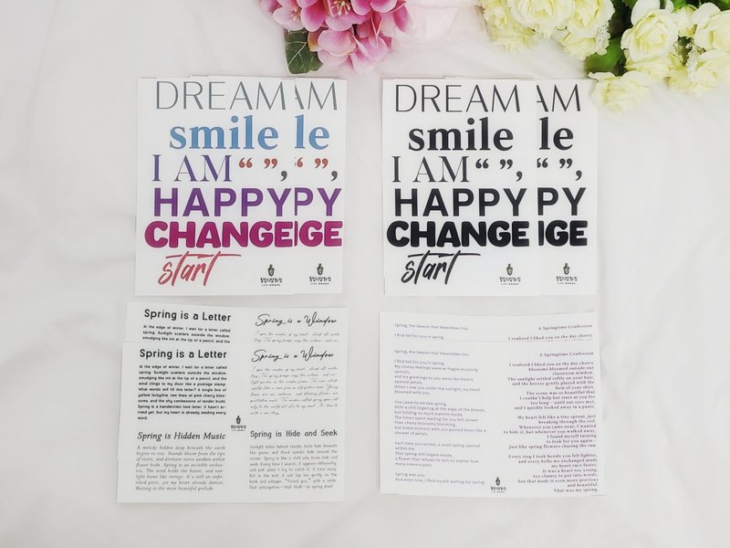 Spring Series - large word long lettering 4MIX PET (philip's store) - 貼紙 - 紙 多色