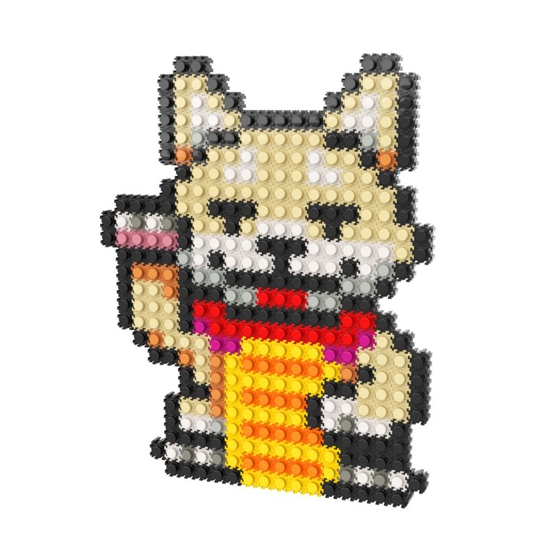 Pizel Japanese Beckoning Shiba Inu Dog Pixel Art Z Puzzle - Stuffed Dolls & Figurines - Cotton & Hemp Multicolor