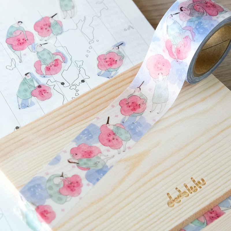 Washi tape Flowery Clouds Japan masking tape | dodolulu - มาสกิ้งเทป - กระดาษ สึชมพู