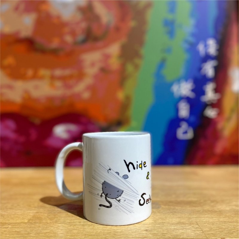 【馬克杯&陶瓷杯墊組】躲貓貓 - 其他杯子 - 瓷 白色