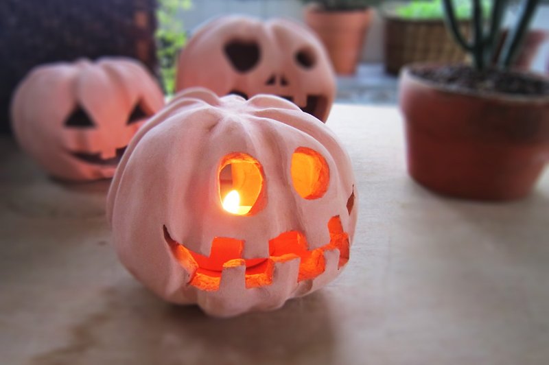 Halloween Partner - Wilson Pumpkin Candlestick - Candles & Candle Holders - Pottery Orange